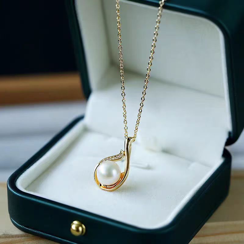 The Yabide personalized swan pearl set, natural freshwater pearl copper plated 3648 gold necklace for women detail image 2
