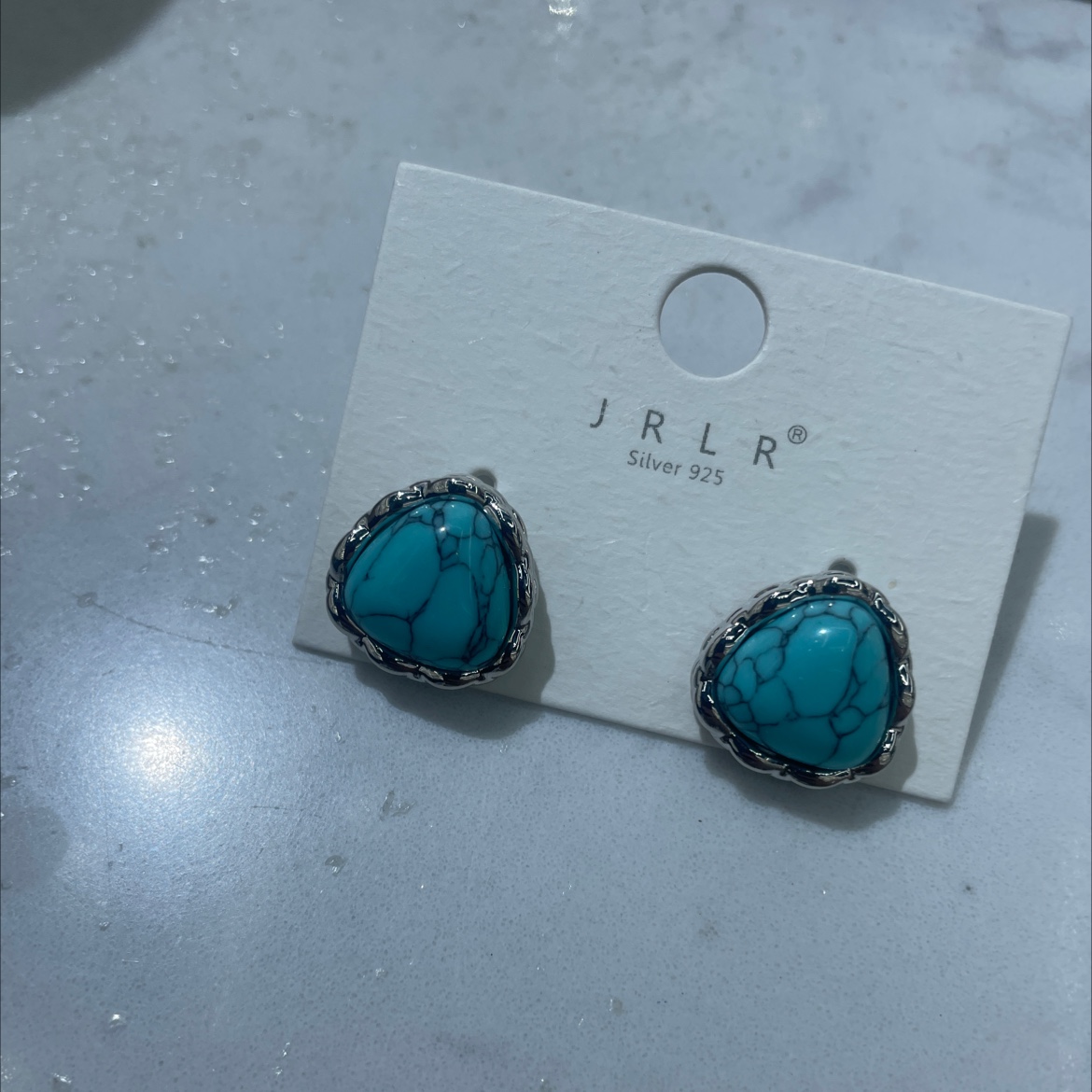 Korean style earrings, blue turquoise paired with exquisite glass earrings, high-quality stainless steel earrings, Korean style trendy accessories, fashionable earrings, ladies' accessories, earrings and earrings detail image 2