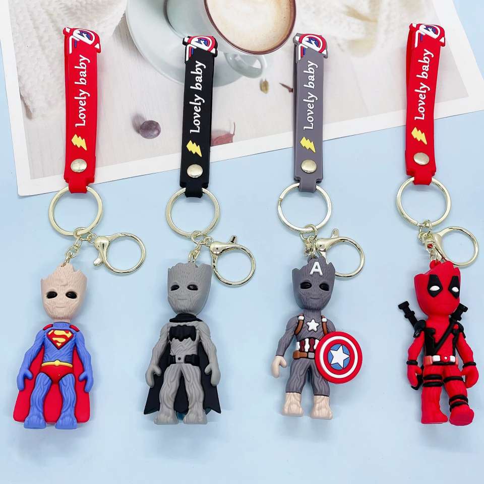 卡通创意漫威系列小树人钥匙扣可爱格鲁斯公仔汽车包包钥匙链圈环