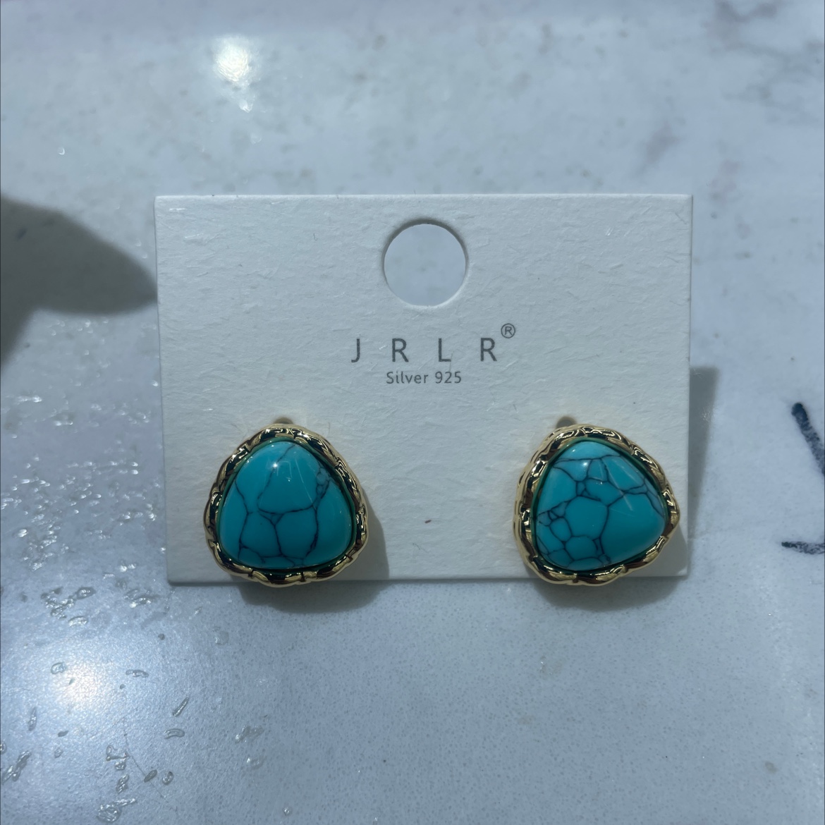 Korean style earrings, blue turquoise paired with exquisite glass earrings, high-quality stainless steel earrings, Korean style trendy accessories, fashionable earrings, ladies' accessories, earrings and earrings Specification image