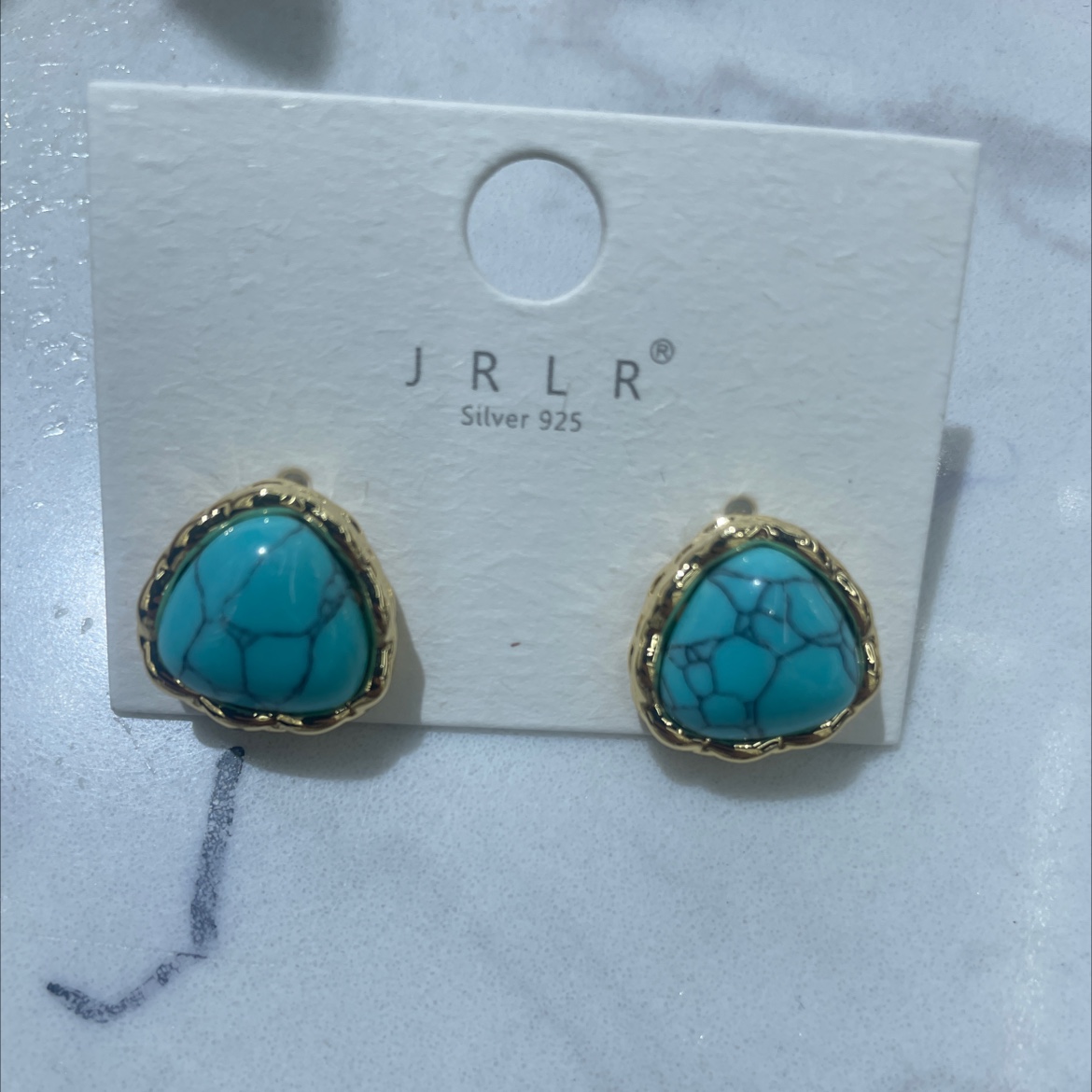 Korean style earrings, blue turquoise paired with exquisite glass earrings, high-quality stainless steel earrings, Korean style trendy accessories, fashionable earrings, ladies' accessories, earrings and earrings detail image 3