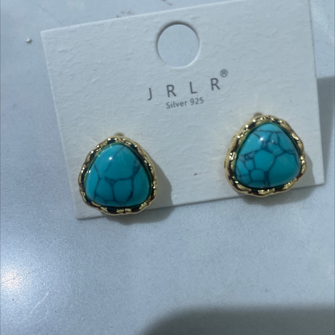 Korean style earrings, blue turquoise paired with exquisite glass earrings, high-quality stainless steel earrings, Korean style trendy accessories, fashionable earrings, ladies' accessories, earrings and earrings detail image 4