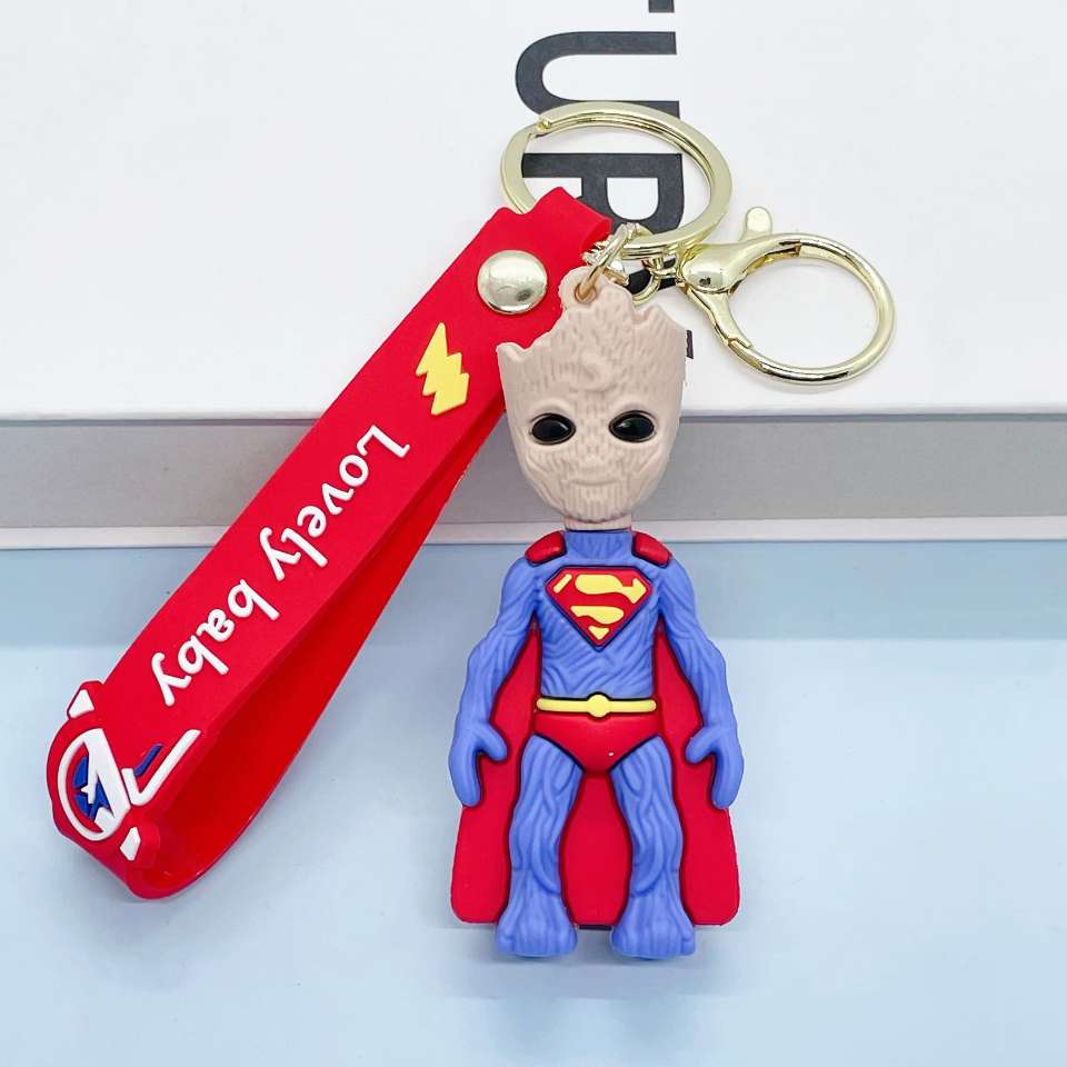 卡通创意漫威系列小树人钥匙扣可爱格鲁斯公仔汽车包包钥匙链圈环产品图