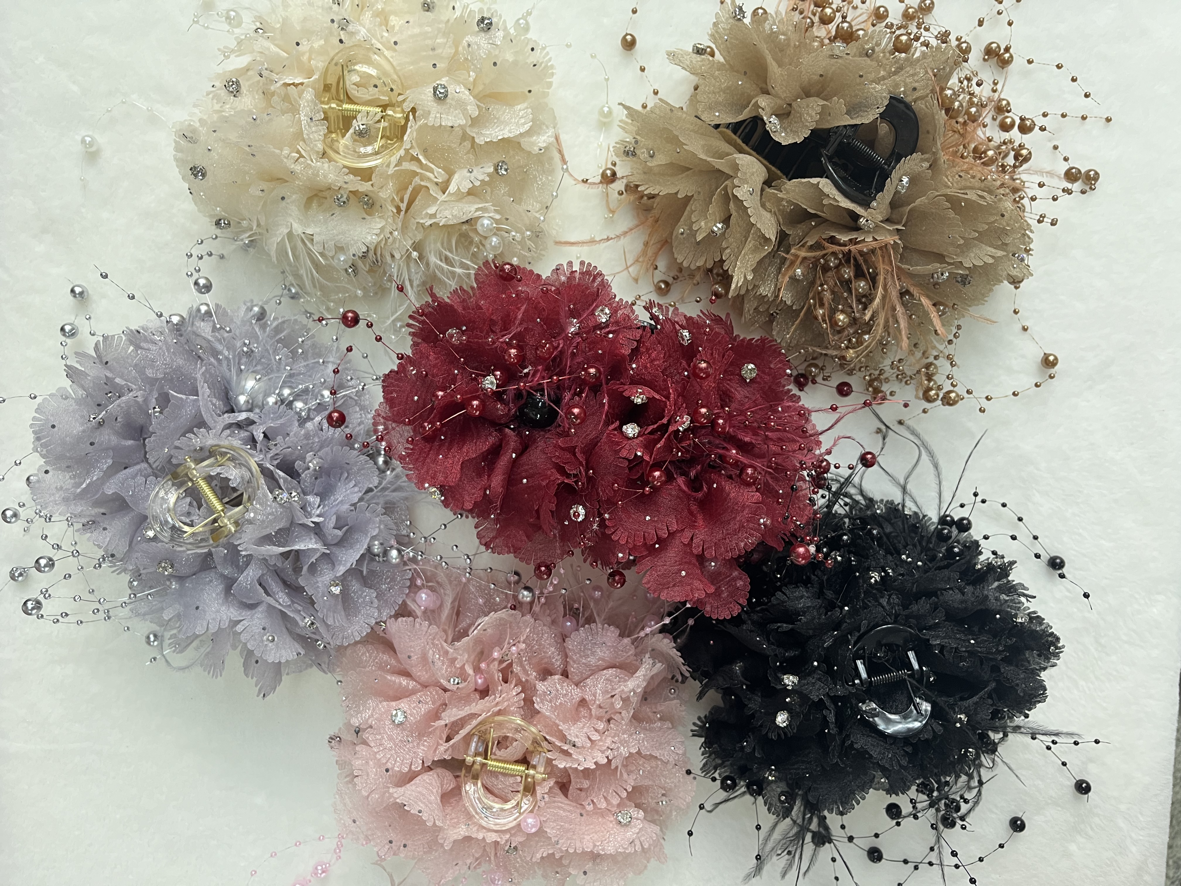 Korean style fashion trend two-flower tassel grab clip, 13 cm bottom clip Item Picture