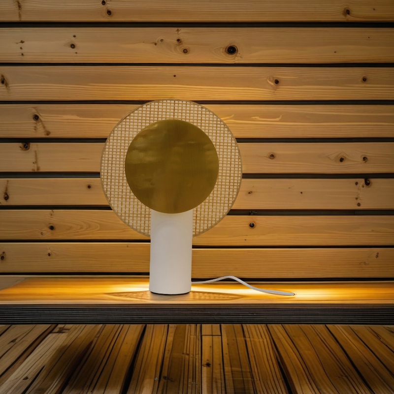 Bamboo weaving lampshade, wabi-sabi style table lamp, handcrafted rattan weaving, creative design, desk, bedroom, exhibition hall decoration table lamp details Picture