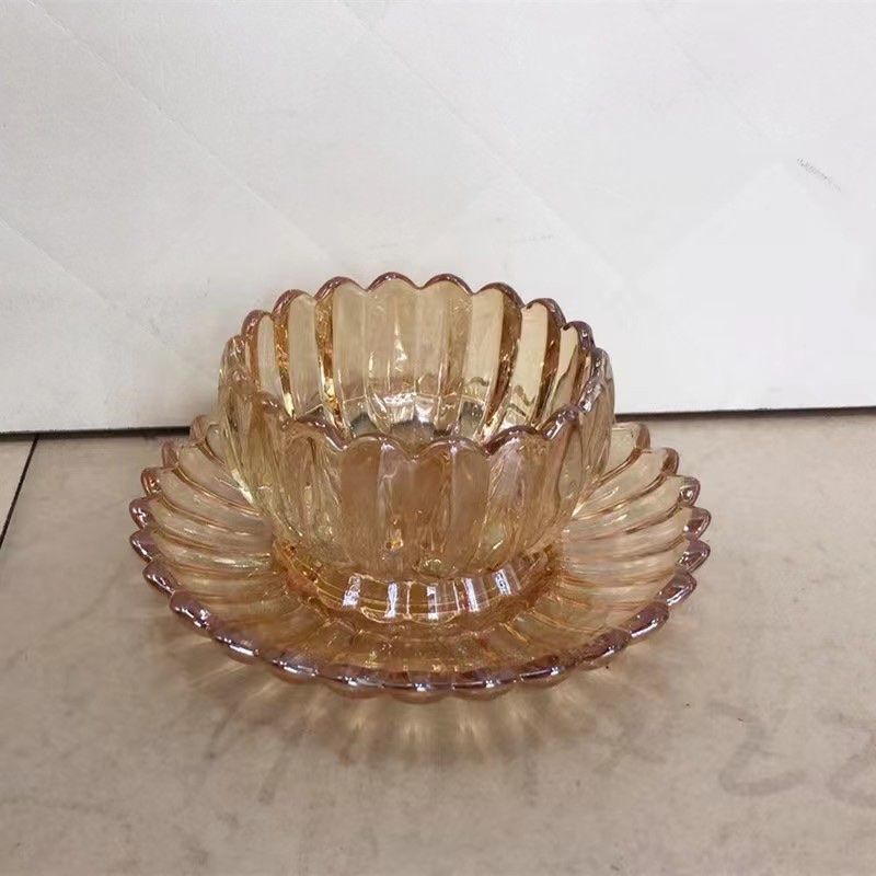 Glass craft cup, plate and coffee cup set detail image 8