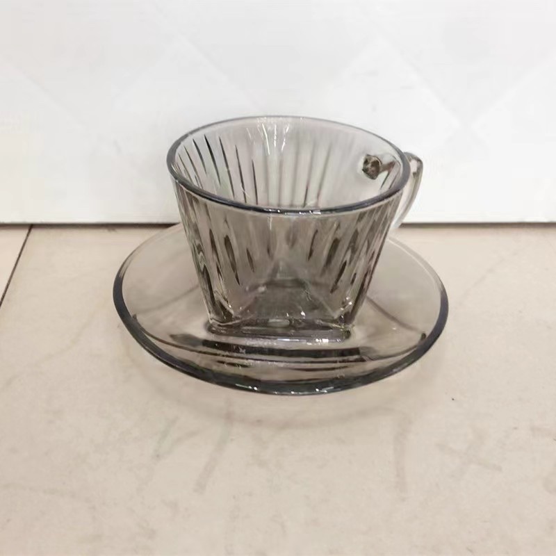 Glass craft cup, plate and coffee cup set detail image 7