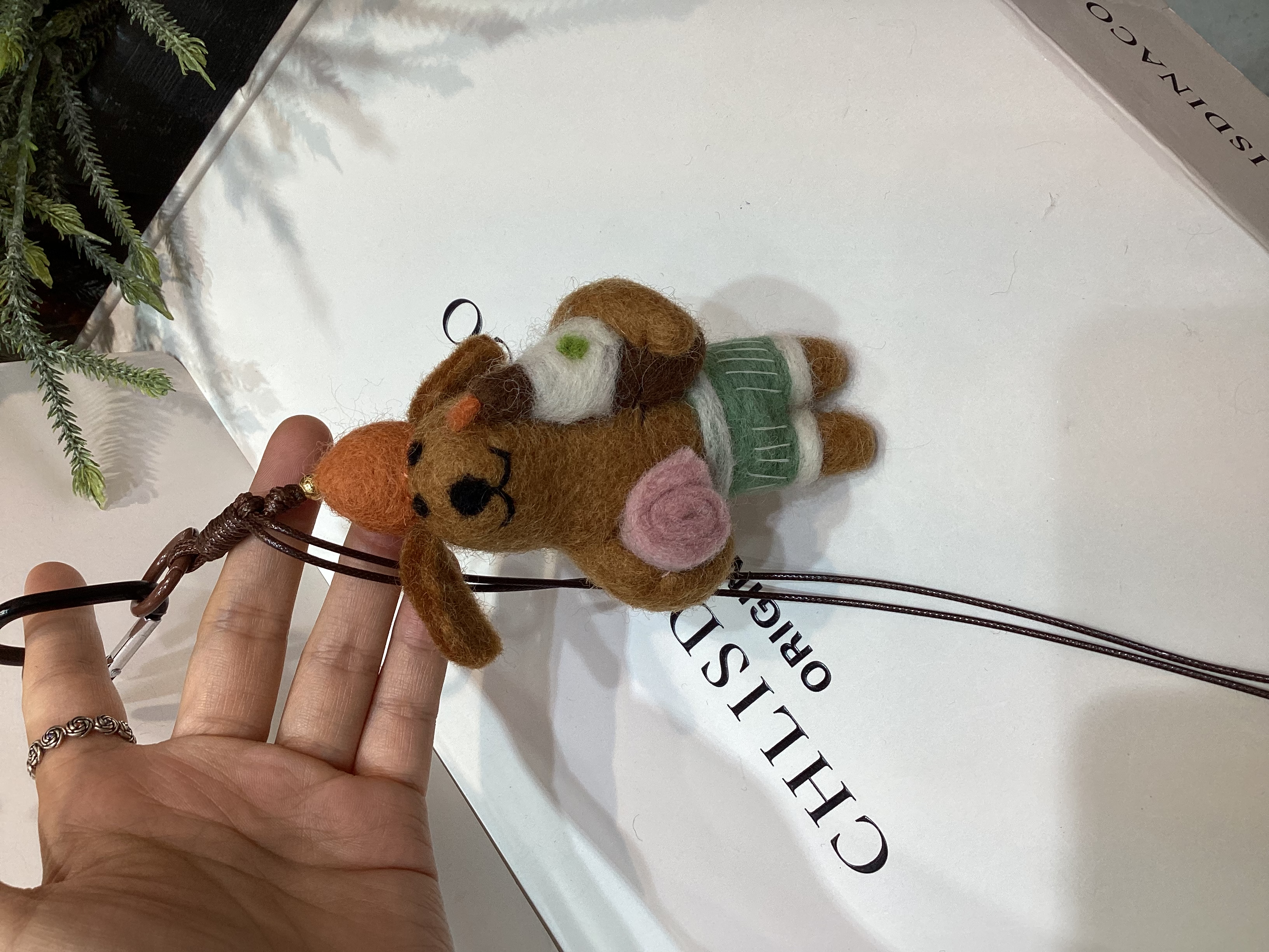 纯手工羊毛毡多用挂件洗澡熊爆款项链 包挂包挂包挂