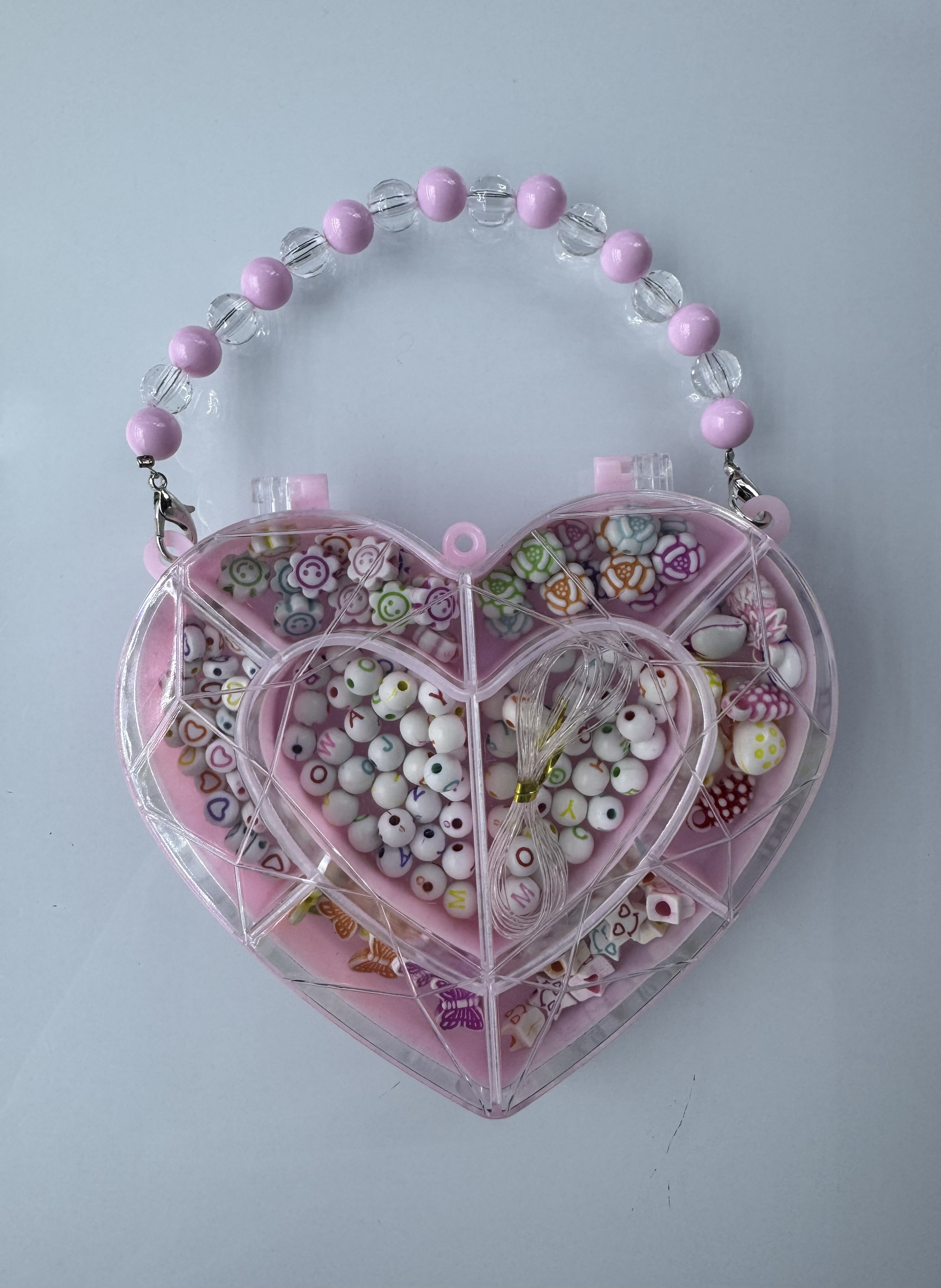 粉色手提爱心卡通串珠，DIY饰品，儿童智力玩具，卡爱卡通造型详情图4