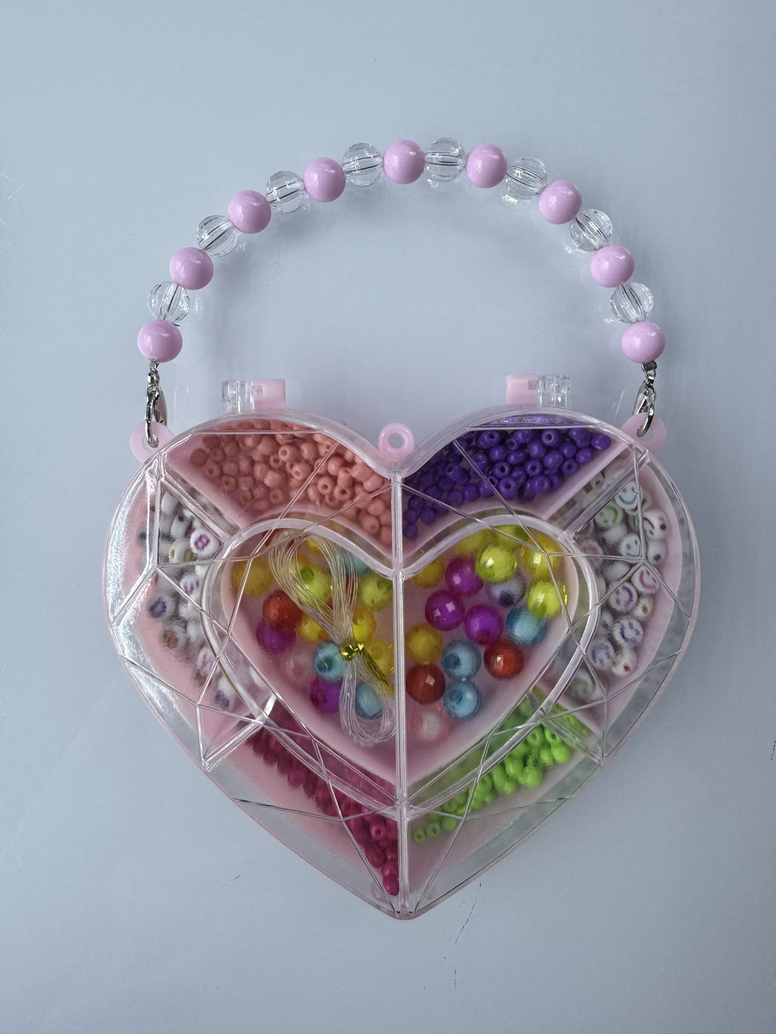 粉色手提爱心卡通串珠，DIY饰品，儿童智力玩具，卡爱卡通造型详情图5