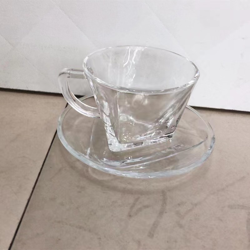 Glass craft cup, plate and coffee cup set detail image 5