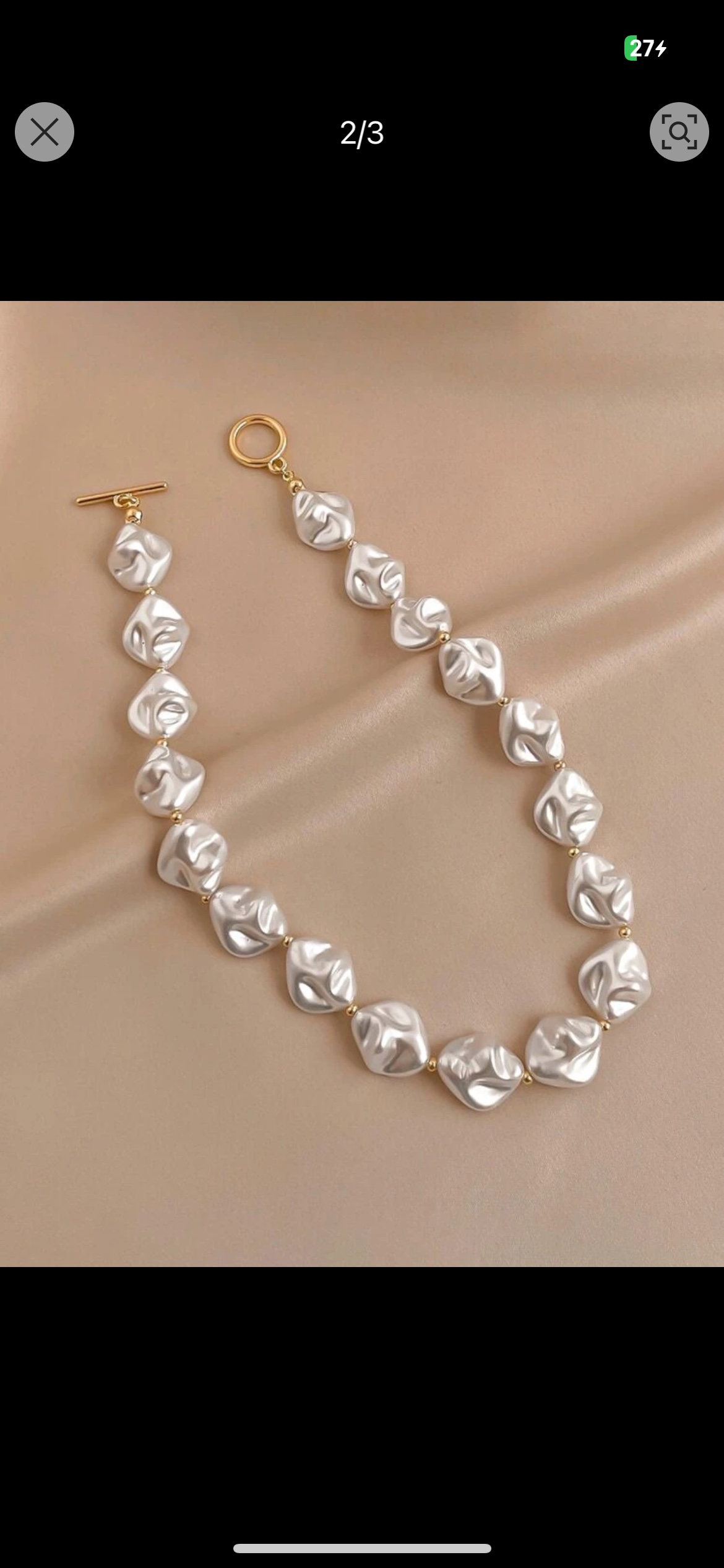 Baroque irregular pearl imitation necklace with OT buckle design, collarbone chain, elegant and fashionable, high-brightness pearl necklace for women details Picture