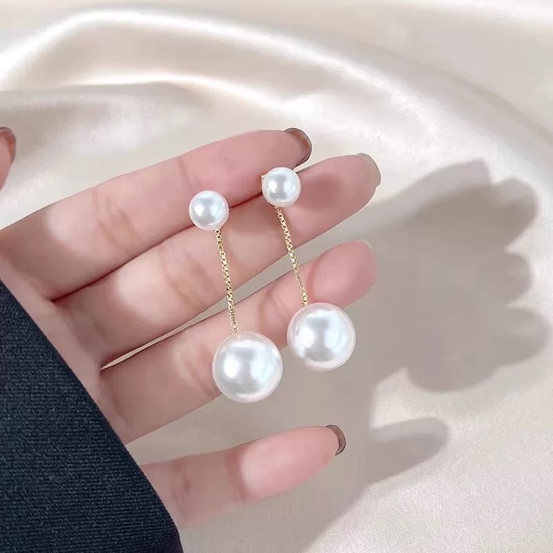 French pearl tassel mosquito repellent coil ear clips, no ear piercings, new women's earrings, light luxury and high-end feel, ear studs, elegant earrings and pendants, long women's style, elegant Specification image