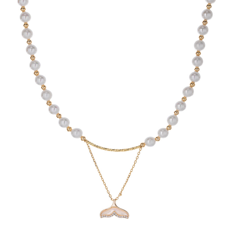 European and American style silver jewelry pearl necklace, exquisite and elegant pearl pendant necklace, high-end and fashionable jewelry gift Item Picture