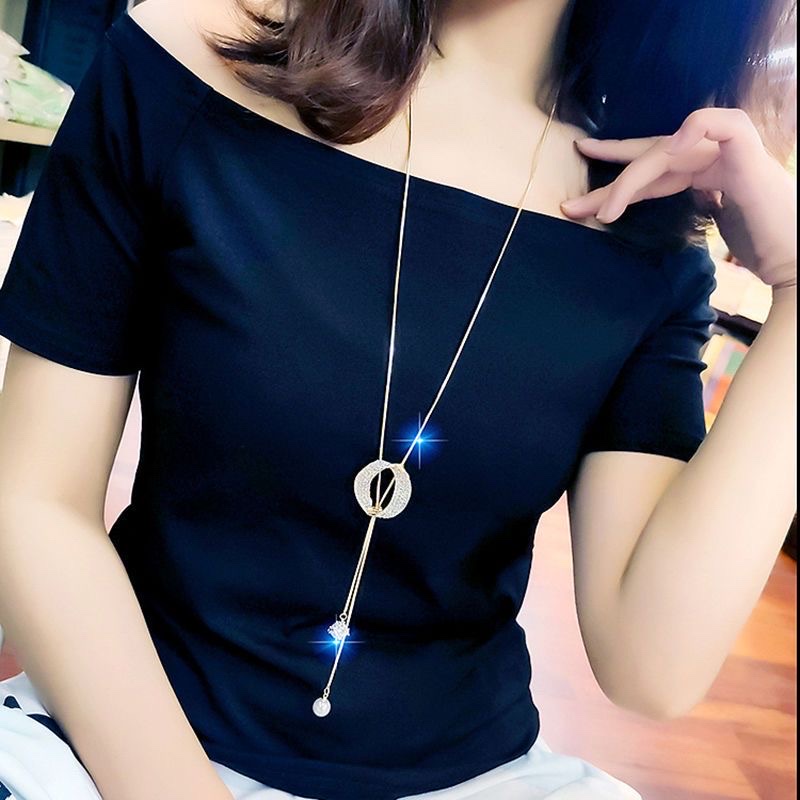 Zirconia imitation pearl high-end sweater chain, women's trendy long necklace, versatile and simple tassel, autumn and winter fashion accessory detail image 3