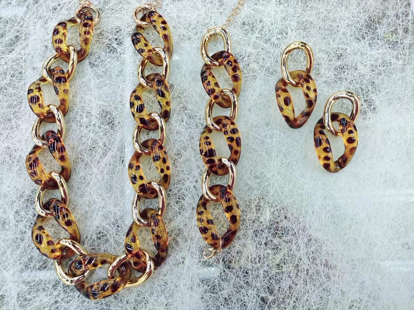 European and American cross-border exaggerated retro leopard print necklace, Korean version sweater chain, neck chain, necklace set for women wholesale Application Scenario