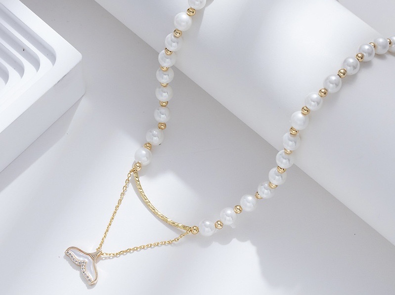 European and American style silver jewelry pearl necklace, exquisite and elegant pearl pendant necklace, high-end and fashionable jewelry gift detail image 4