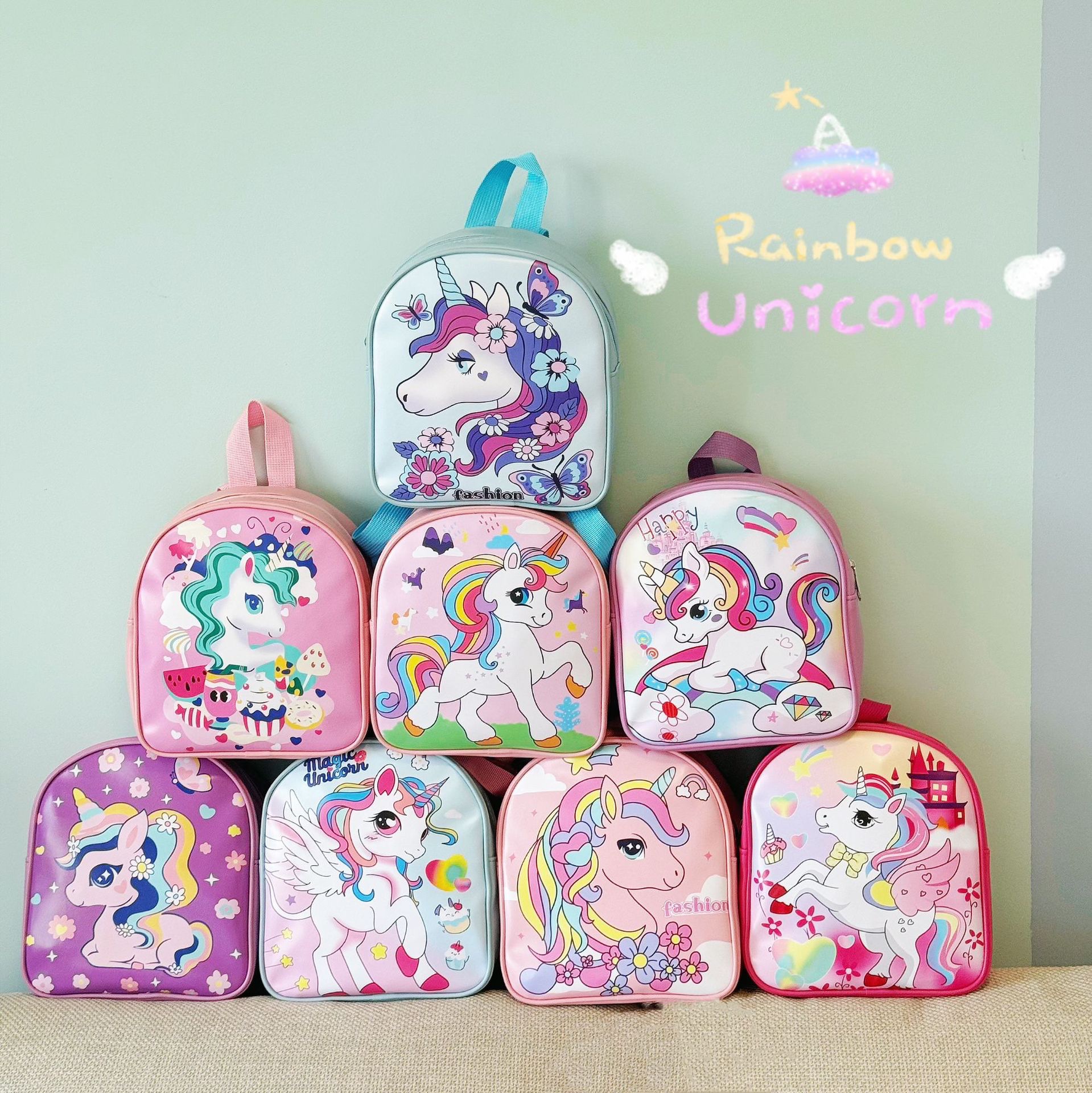 新款潮品儿童包卡通独角兽双肩包