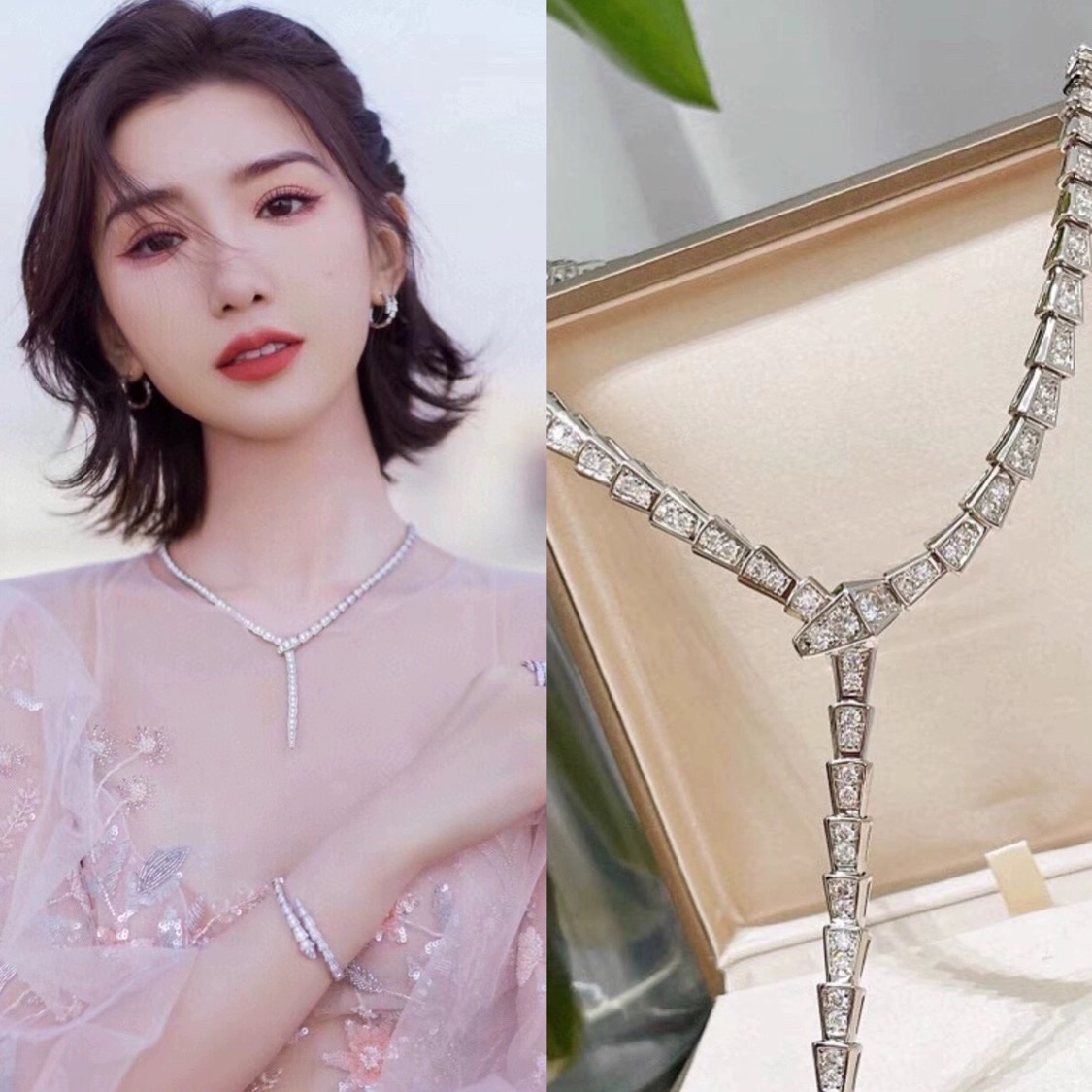 明星同款锆石蛇形项链夸张轻奢锁骨链时尚百搭高级感项饰女欧美饰品产品图