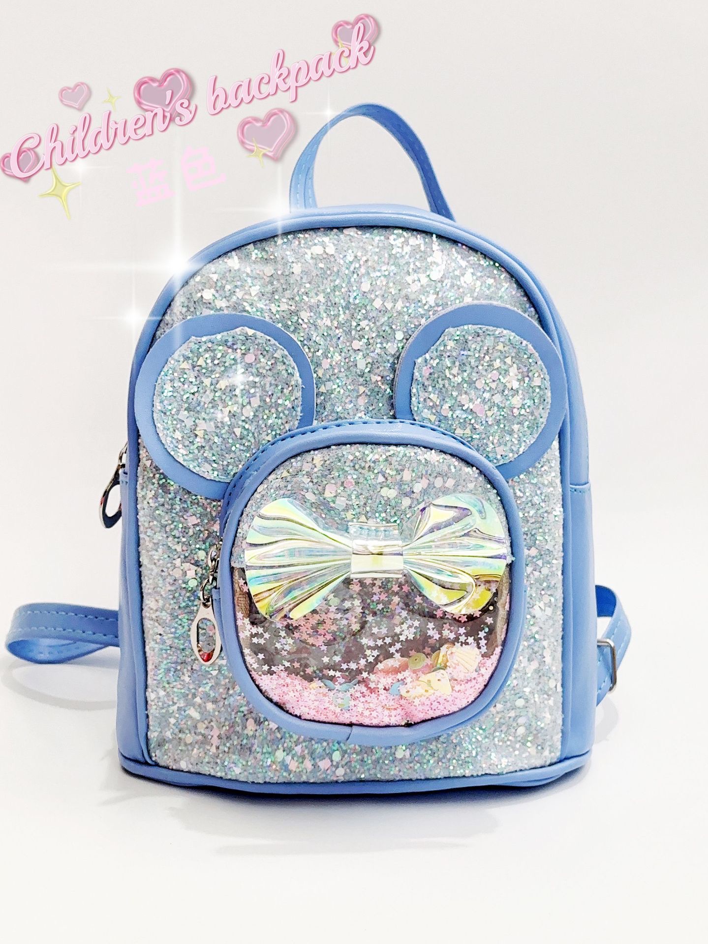 新款亮片儿童可爱卡通公主米奇双肩包详情图9