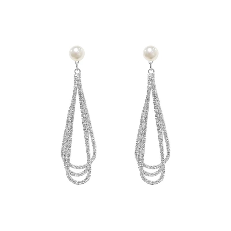 High-end and elegant tassel earrings, women's light luxury and high-end feel, long pearl pure silver stud earrings, niche and elegant earrings, earrings, accessories, women's long style, elegant
