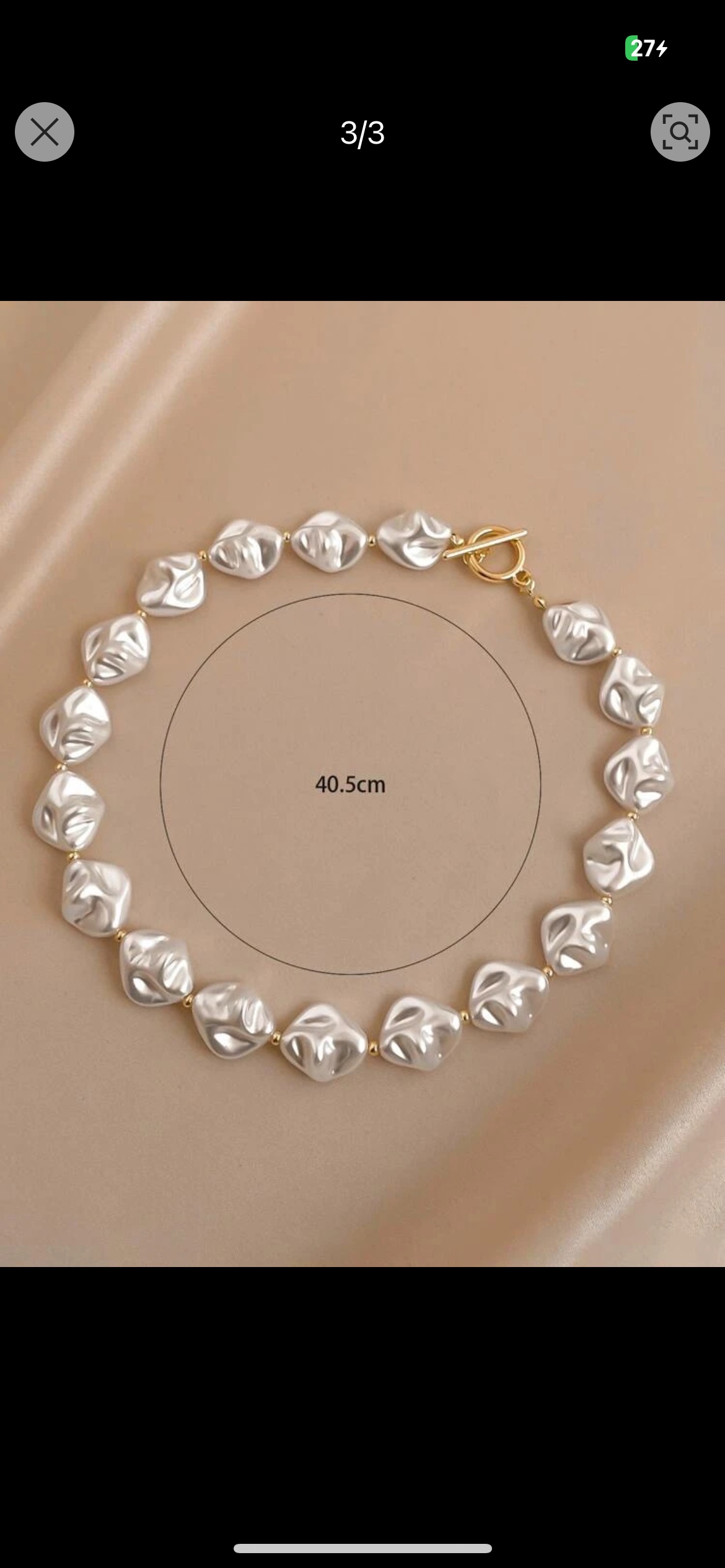 Baroque irregular pearl imitation necklace with OT buckle design, collarbone chain, elegant and fashionable, high-brightness pearl necklace for women Specification image