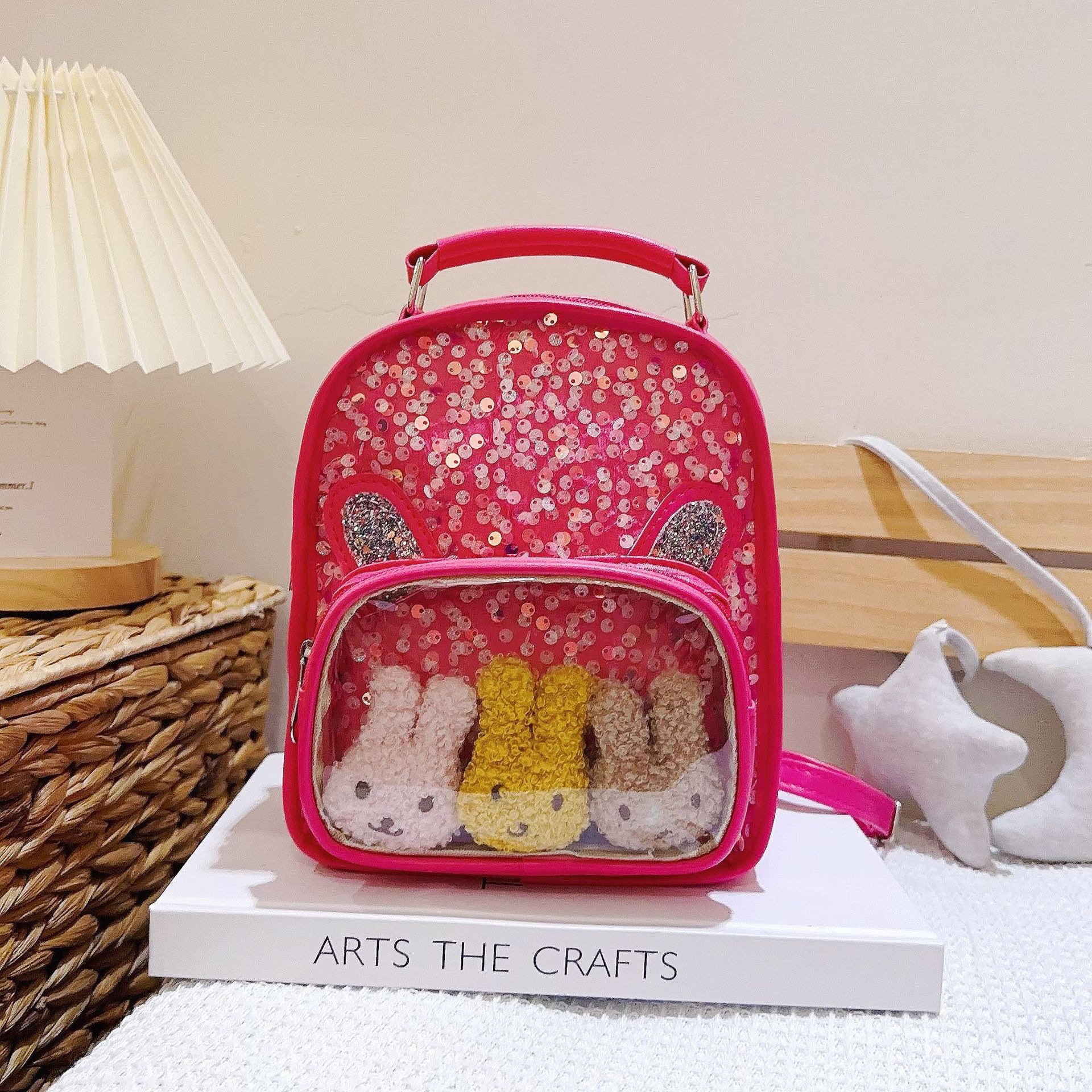 新款亮片儿童卡通书包立体小兔子双肩书包详情图4