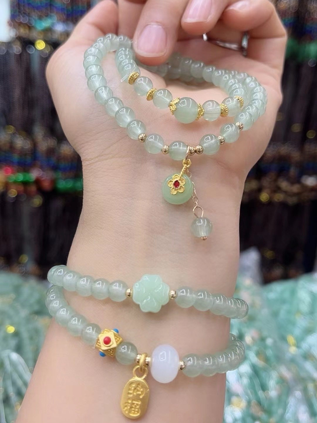 小清新碧玉珠手链双圈平安扣手串首饰时尚百搭景区热销闺蜜礼品女手链饰品水晶手链详情图4