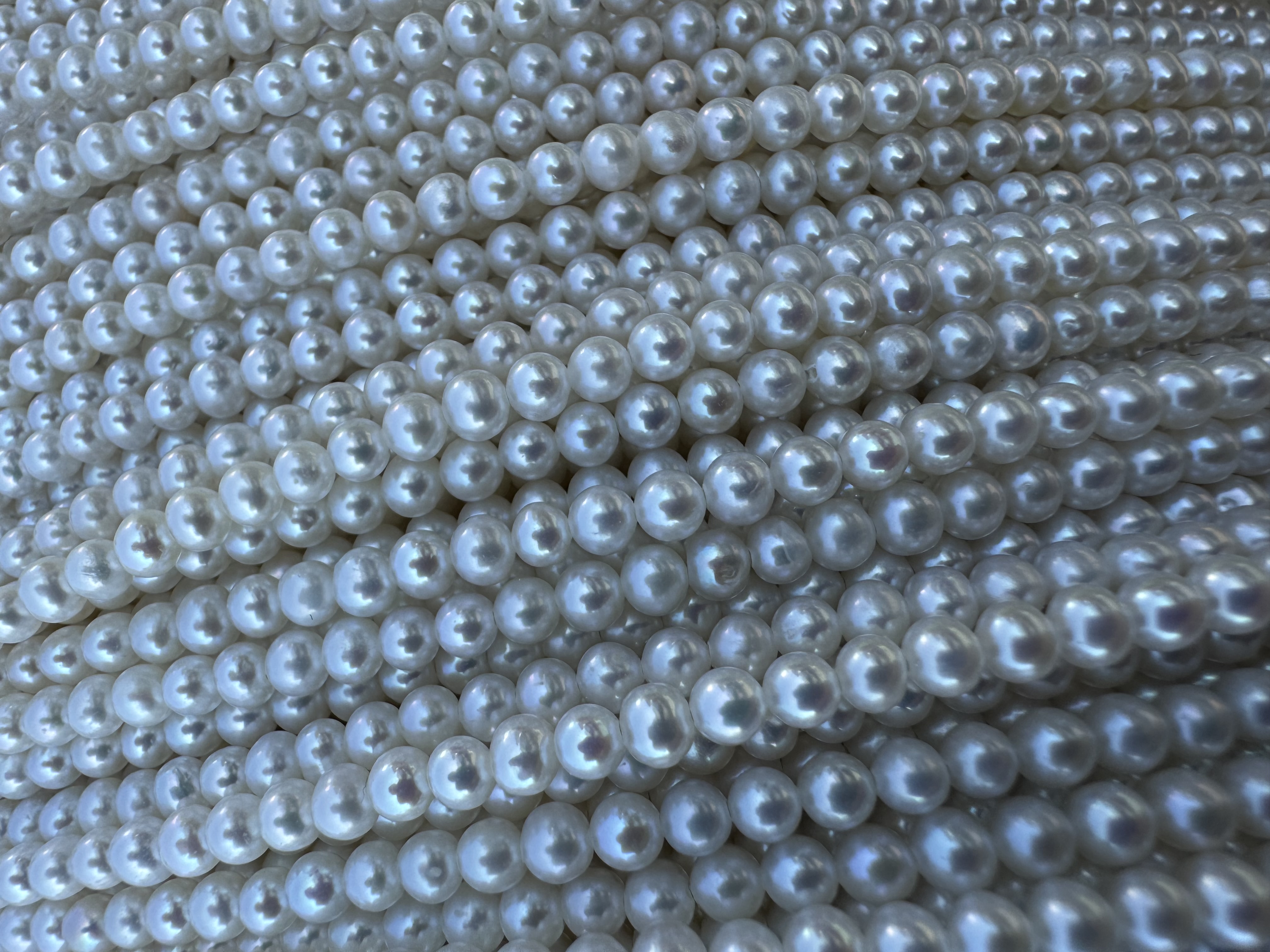 厂家直销 3-4近圆微瑕强光 淡水天然珍珠 淡水珠饰品diy半成品天然珍珠颗粒 日韩时尚休闲潮流送女友 妈妈链手工编织的详情图3