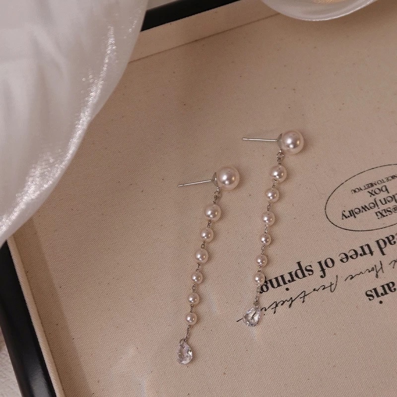 流苏长款珍珠耳环女轻奢高级感耳坠2024新款爆款气质显瘦耳钉耳饰饰品饰品女长款气质产品图