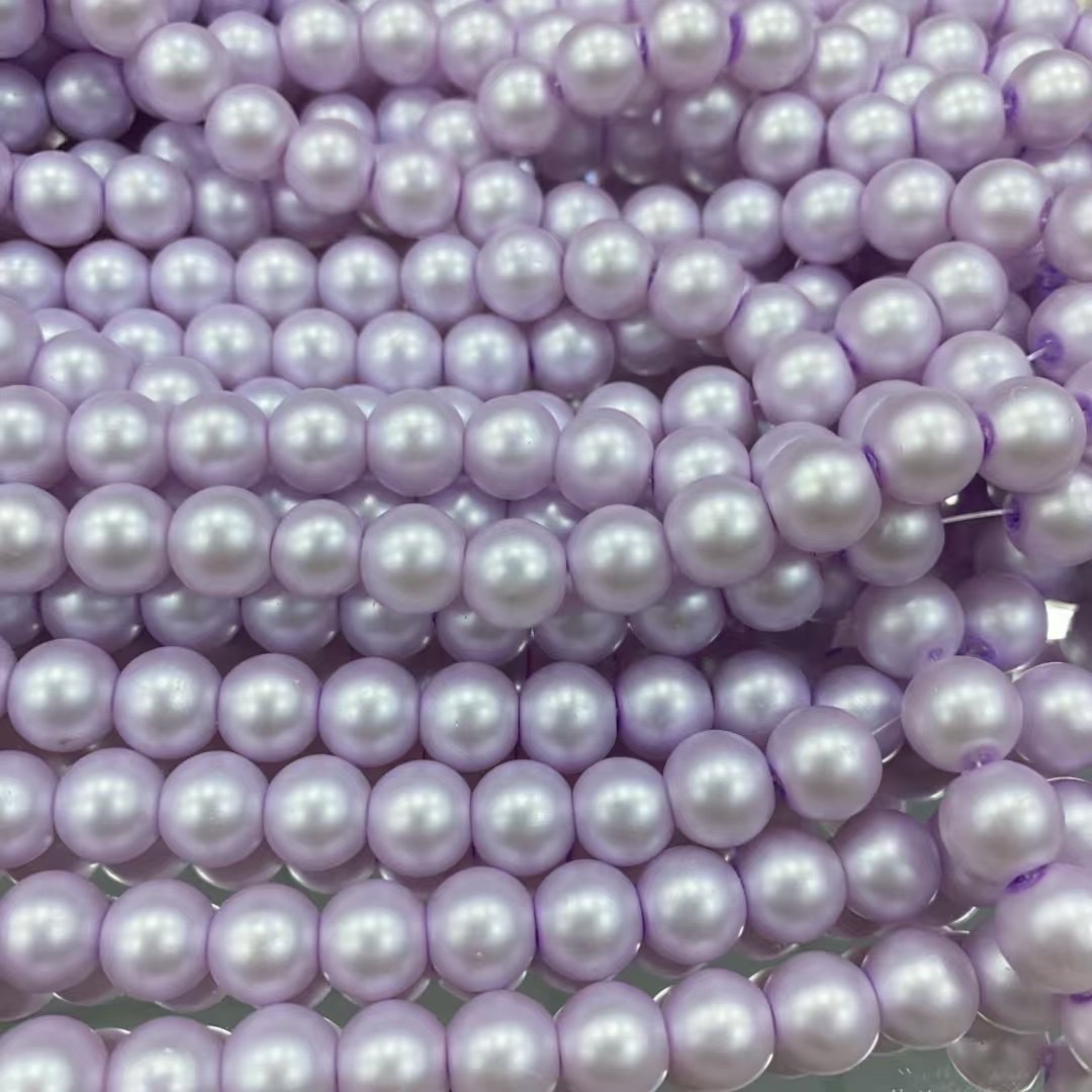 10厘8厘缎面玻璃仿珍珠手工DIY饰品配件