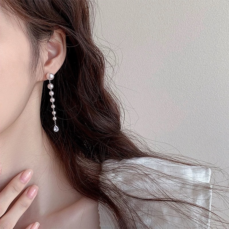 流苏长款珍珠耳环女轻奢高级感耳坠2024新款爆款气质显瘦耳钉耳饰饰品饰品女长款气质详情图2