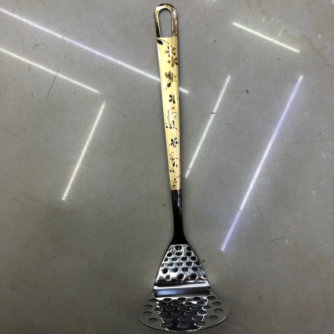 金色平底锅翻勺铲漏勺铲不锈钢挂钩便携款产品图