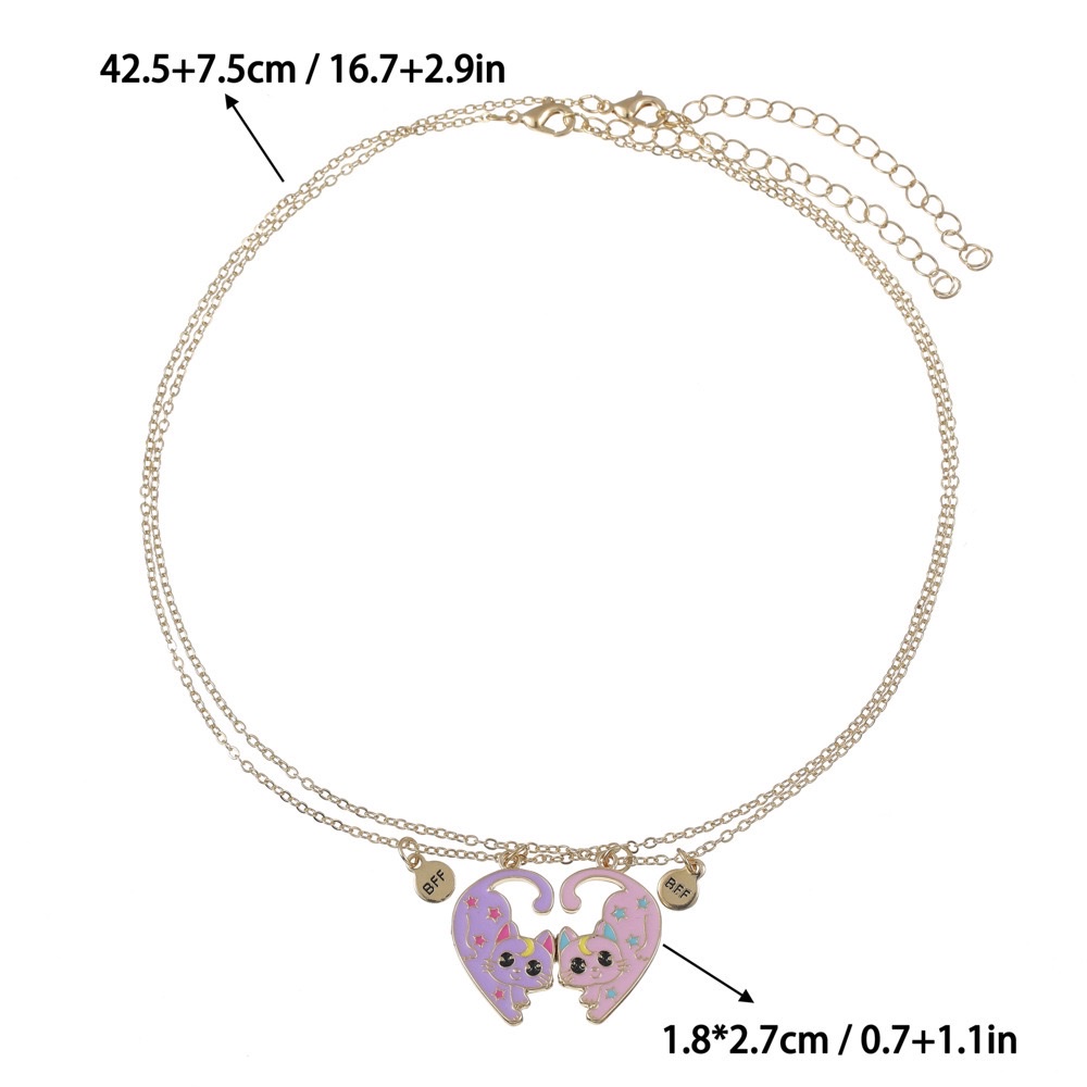 欧美流行款跨境爆款儿童磁吸项链女公主爱心好朋友BFF合金饰品卡通女童吊坠 欧美项链项链项链项链细节图