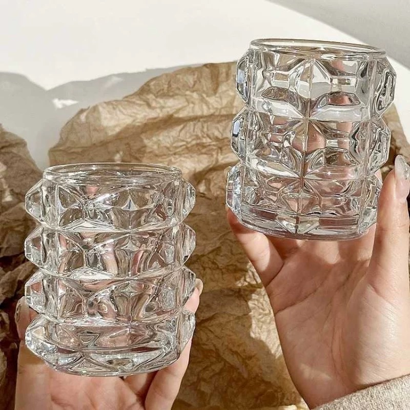 Korean-style transparent glass pen holder, irregular-shaped gemstone makeup brush holder, storage holder, pen holder, photo decoration, prop, and display item details Picture