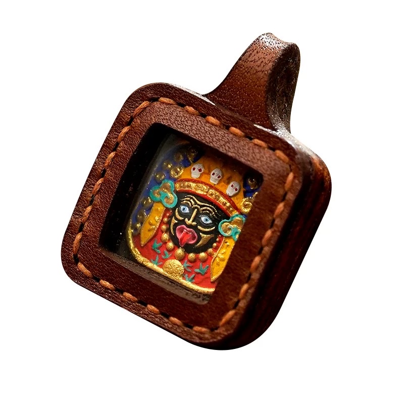 不锈钢十字架吊坠 佛牌风格 高级不锈钢吊坠配件 佛教文化精神象征 牛皮 手绘 立体 浮雕佛牌吊坠详情图7