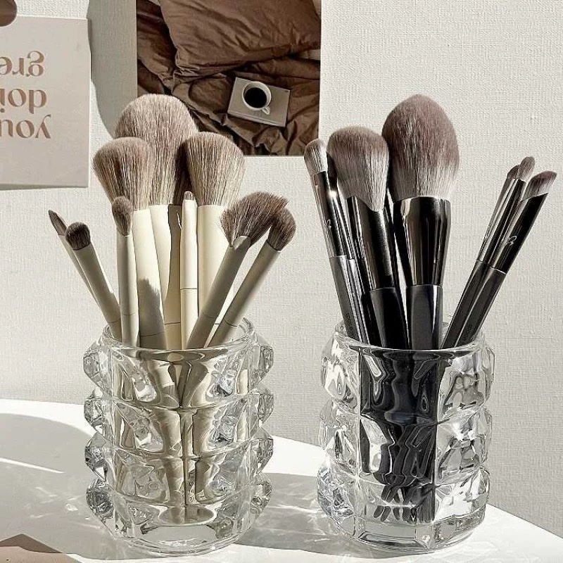 Korean-style transparent glass pen holder, irregular-shaped gemstone makeup brush holder, storage holder, pen holder, photo decoration, prop, and display item