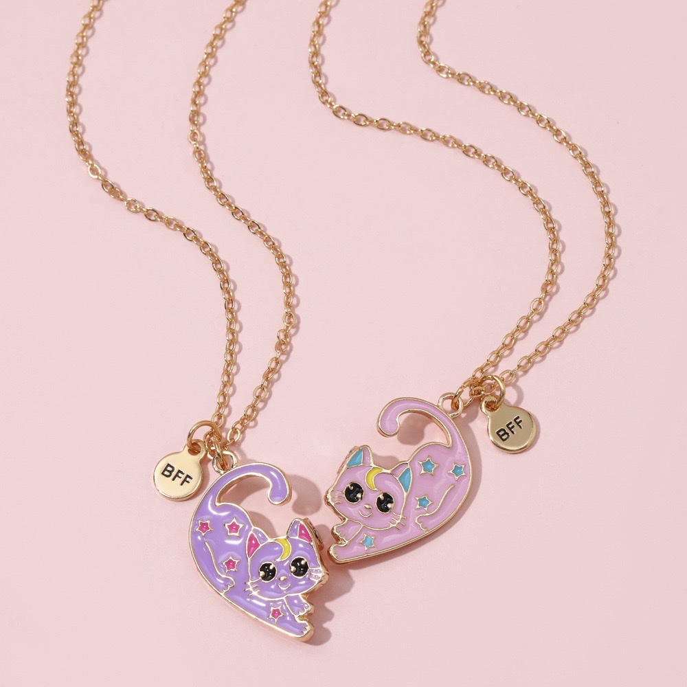 欧美流行款跨境爆款儿童磁吸项链女公主爱心好朋友BFF合金饰品卡通女童吊坠 欧美项链项链项链项链产品图