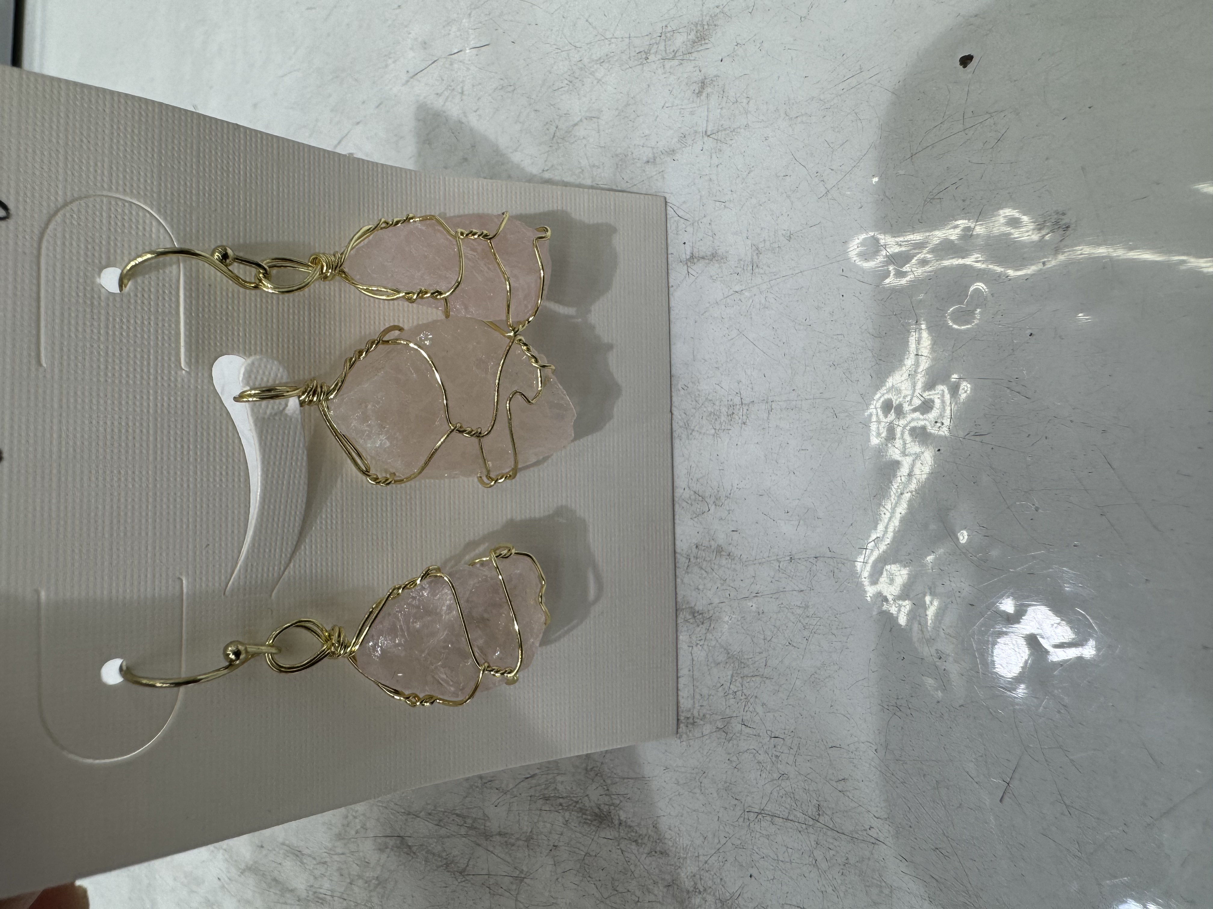 女士时尚款 吊坠耳环套装.手工精制 .质地细腻.粉水晶.水晶石耳环万桢饰品A-0009详情图2