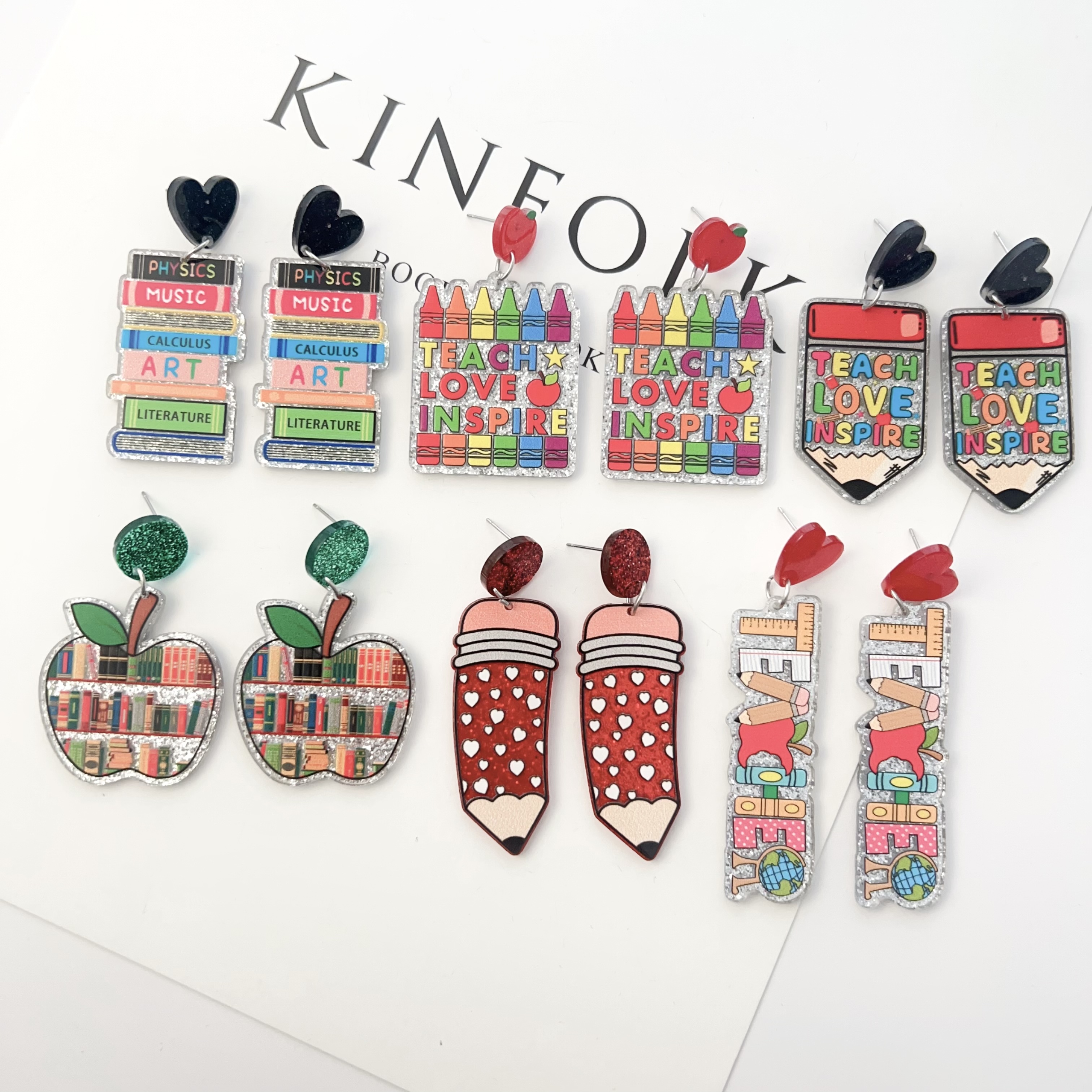 New color block acrylic printed embossed earrings and pendants for foreign trade, fashionable geometric stud earrings