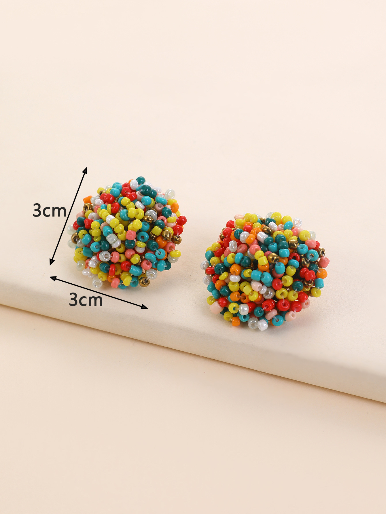 Handmade rice bead colored stud earrings, Bohemian-style earrings for girls, factory direct sales. Customization of various colors of stud earrings and creative accessories is available detail image 2