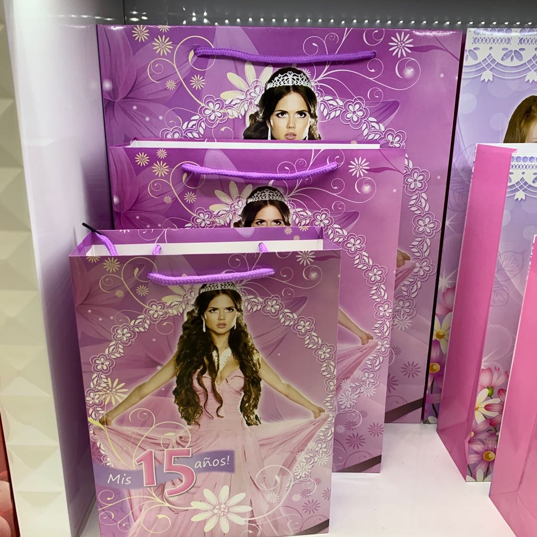 紫色礼品袋三种型号纸袋子卷发款包装袋 礼物袋