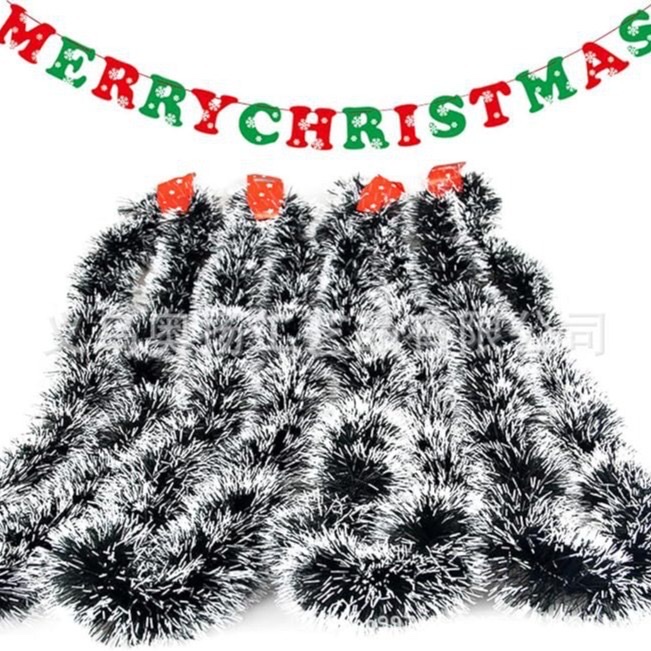 2M*9CM墨绿白边加密圣诞彩条节日派对圣诞树布置装饰跨境外贸圣诞节圣诞球植绒圣诞装饰圣诞节聖誕節遊戲圣诞节