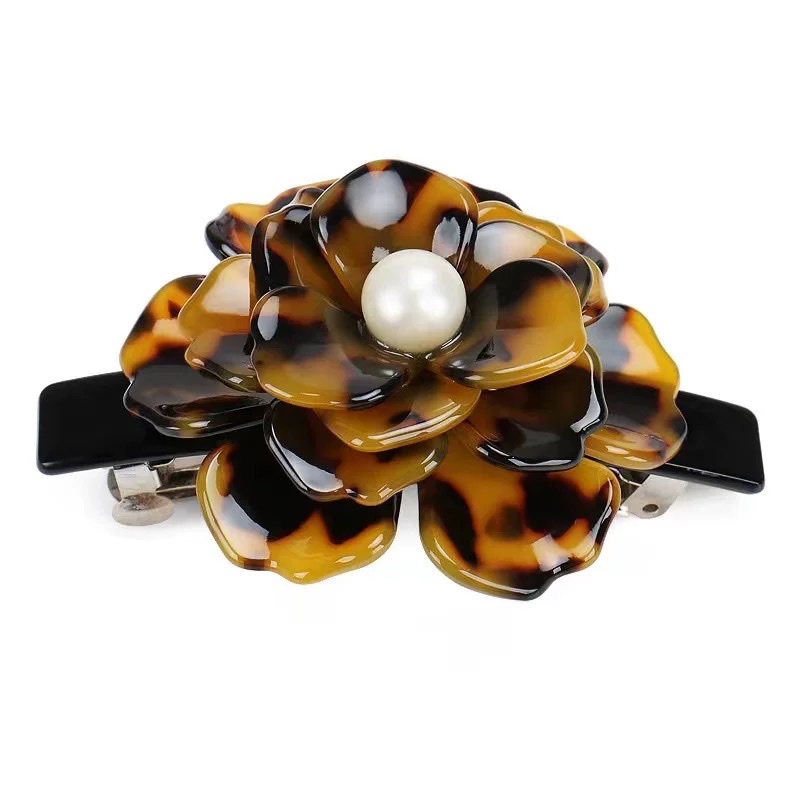 创意饰品发夹设计 美丽发卡发饰 独特个性女士头饰 简约时尚发饰品发夹，豹纹立体花朵醋酸弹簧夹发夹，新款高端大气上档次