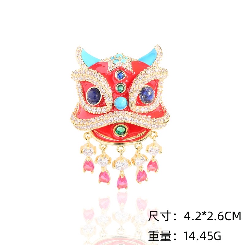 096奥玛动漫徽章胸针 衣饰装饰品 个性创意 徽章定制 独特设计 高品质材质醒狮配饰高级个性国潮徽章胸针衣饰徽章定制白底实物图