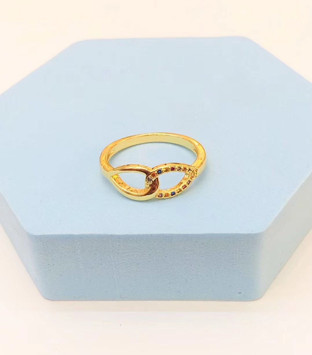 金沐首饰镀金戒指时尚钻锆石女戒网红潮流韩版厂家直销