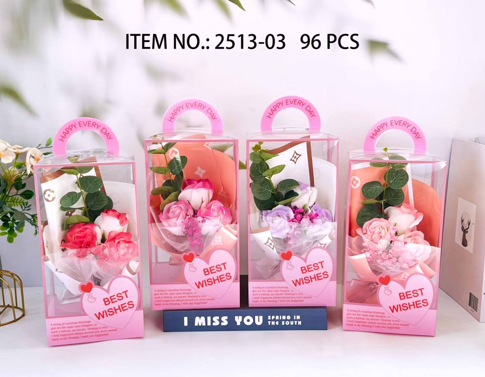 纸皂毛线小花束 干花玫瑰花花假花 生日礼物花束 手工DIY创意礼物 温馨浪漫永不凋谢玫瑰花花假花纸皂生日礼物花束