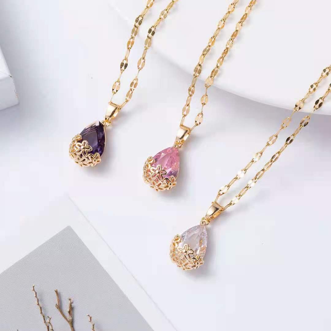 欧美饰品时尚风水滴项链七夕情人节送女友超仙锁骨链网络直播货源 