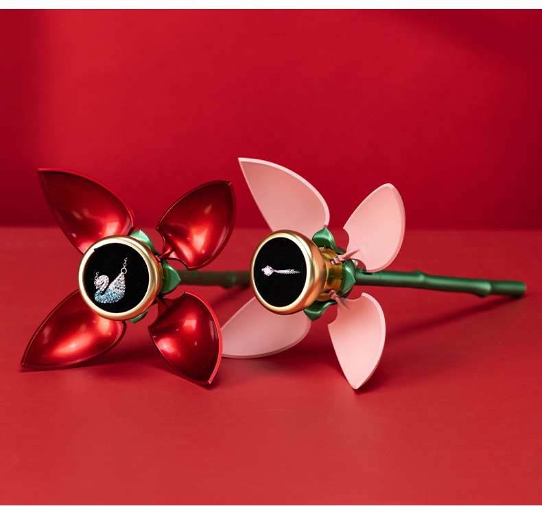 Automatic rose one-flower ring, necklace, jewelry box for girlfriend, friend, festival gift box detail image 7