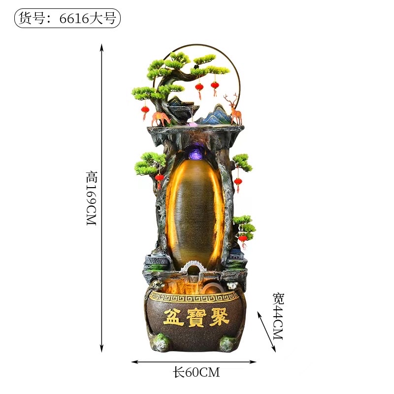 树脂氧化镁玻璃钢雾化假山盆景流水LED灯光水晶球水轮雾化器幕帘墙家居摆件详情图4